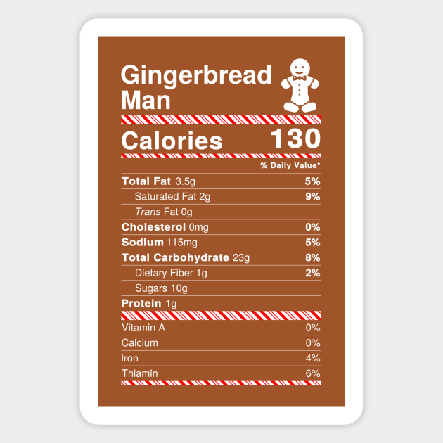 Gingerbread Man Nutrition Facts - Gingerbread Man Nutrition Facts - Magnet  | Teepublic