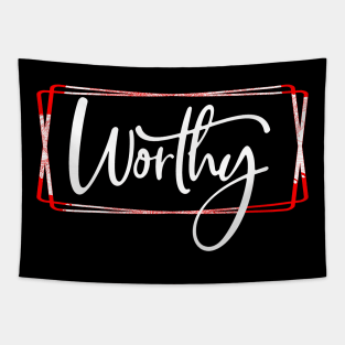 Worthy White on Black Tapestry