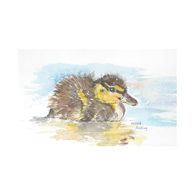 Mallard duckling watercolour by DebTheZeb