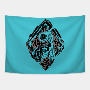 Blue Grey Abstract Rhombus Tapestry