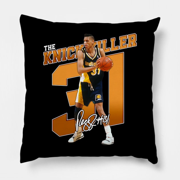 Reggie Miller Choke Sign Basketball Legend Signature Vintage Retro 80s 90s Bootleg Rap Style Pillow by CarDE