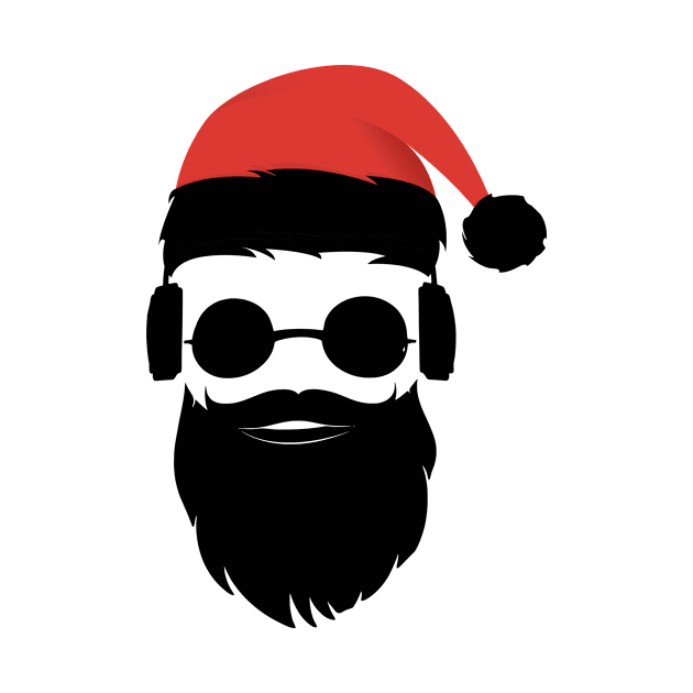 Cool Hipster Santa Claus Beard Sunglasses Headphones Present by peter2art