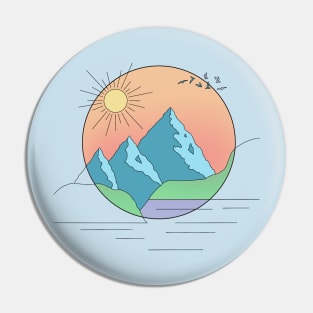 Mountain Landscape Minimal Line Art Pin