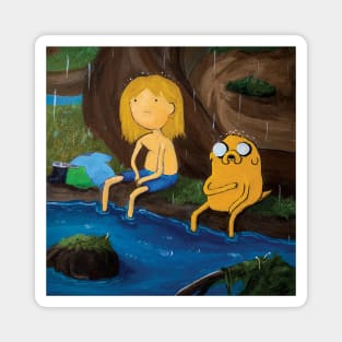 Finn and Jake - Moody Rainy Day Adventure Time Art Magnet