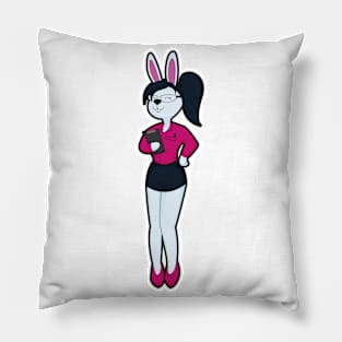 Rabbit as Secretary with Notepad & Glasses Pillow