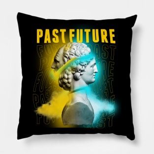 Janus Mythology Vaporwave Yellow and Blue Pillow