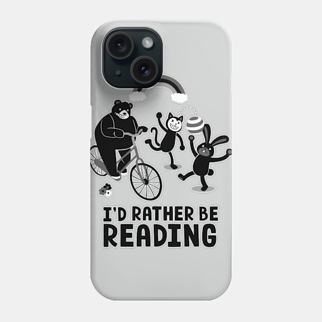 I'd Rather Be Reading Black and White Phone Case by Tobe_Fonseca