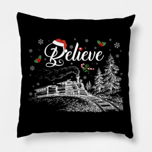 Christmas Believe North Pole Polar Express All Abroad Xmas Pillow