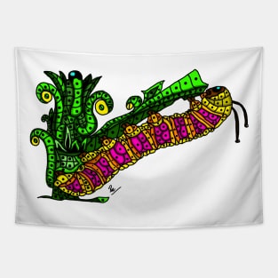 Yellow Caterpillar to Butterfly Eating Leaves Tapestry