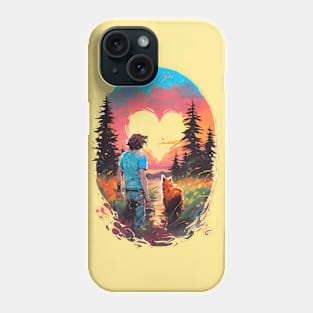 Heartfelt Journey: Boy and Dog Under the Sky Phone Case