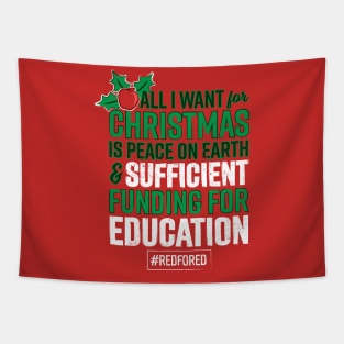 Teacher Christmas Red For Ed Tapestry