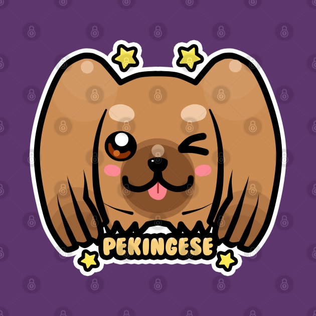 KAWAII Chibi Pekingese Dog Face by TechraNova