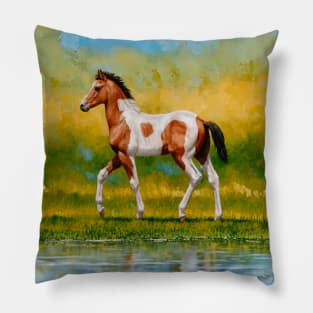 Cute Bay Pinto Foal Horse Pillow