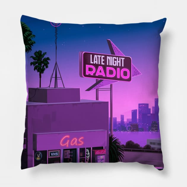 Late Night Radio Pillow by Mr.Melville