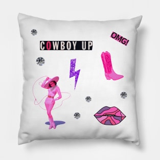 Cute Cowgirl Aesthetic Pink Cowboy Up Sticker Pack Pillow