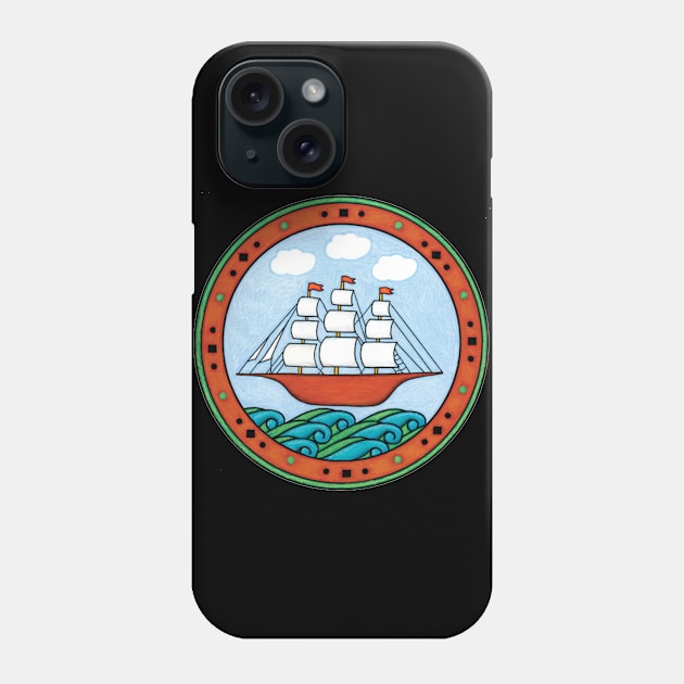 Sailing Ship Phone Case by Parakeet Moon