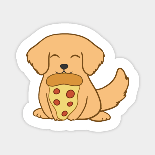 Golden Retriever eating a pizza Magnet