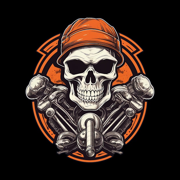 Skull Retro Motorcycle Vintage by Nenok