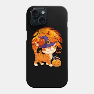 Cat pumpkin witch Phone Case