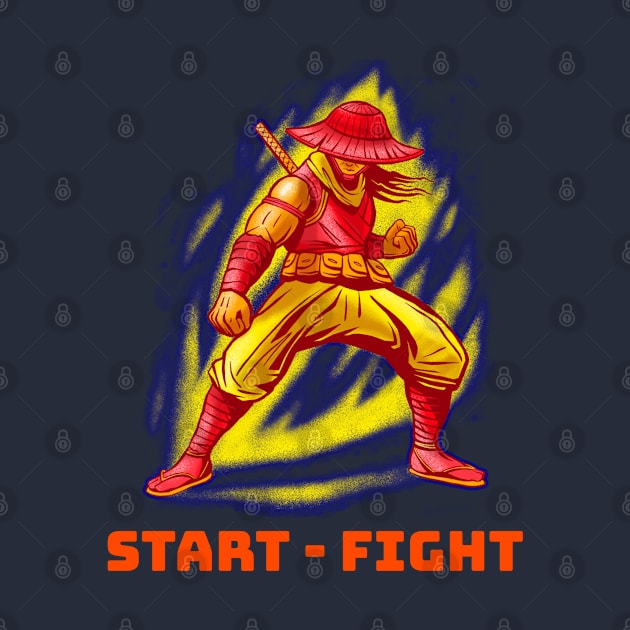 Start Fight Martial Arts Warrior T-shirts Apparel Mug Notebook Gift Sticker by Eemwal Design