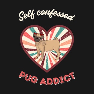Self confessed pug addict - a retro vintage design T-Shirt