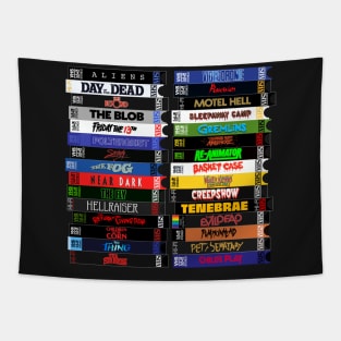 VHS 80s Horror Movie Stacks Tapestry