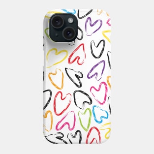 Sketched Hearts Pattern Phone Case