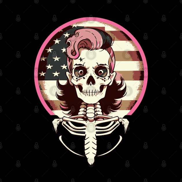 Funny Retro Patriotic Rockabilly Skeleton by CGI Studios