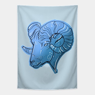 Blue Aries ram design Tapestry