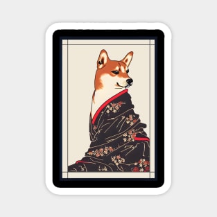 Shiba inu japanese with kimono vintage Magnet