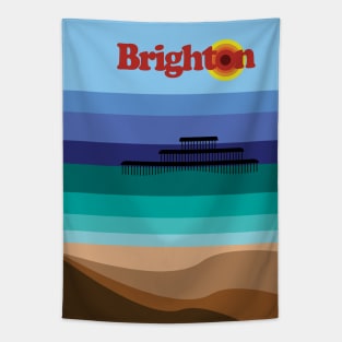 Brighton Beach and West Pier, Sussex Coast Art Tapestry