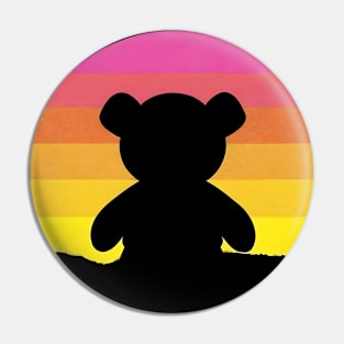 A Teddy Bear Retro Minimalistic Sunset Pin