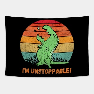 Funny I'm Unstoppable T Rex Retro Tapestry