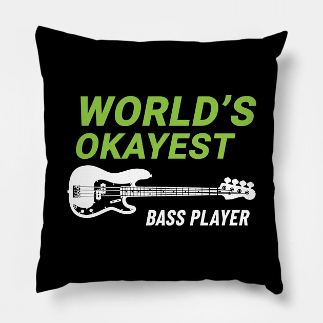 World's Okayest Bass Player P-Style Bass Guitar Dark Theme Pillow by nightsworthy