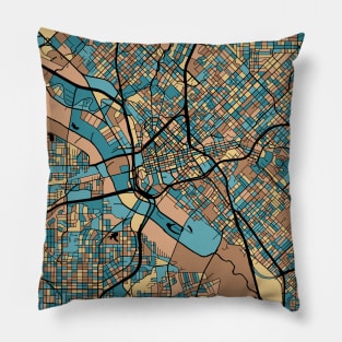 Dallas Map Pattern in Mid Century Pastel Pillow