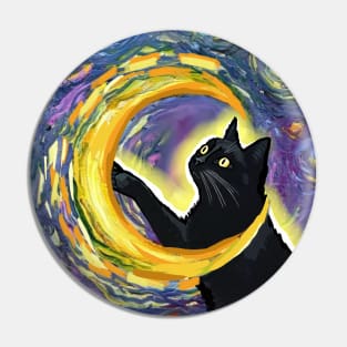 Luna the starry night cat Pin