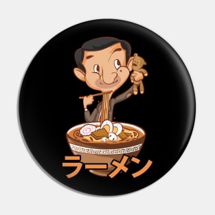 Mr. Bean Ramen Mukbang Funny Anime Pin