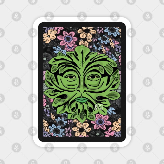FLORAL GREEN MAN Magnet by Shall1983