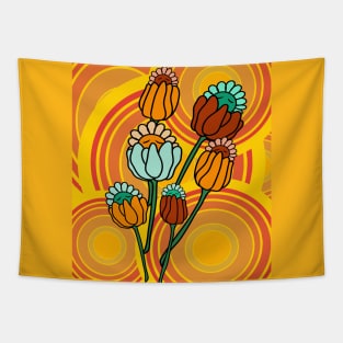 Retro Flowers Abed Tapestry