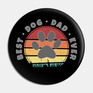 Best Dog Dad Ever Retro Sunset Vector Graphics Pin