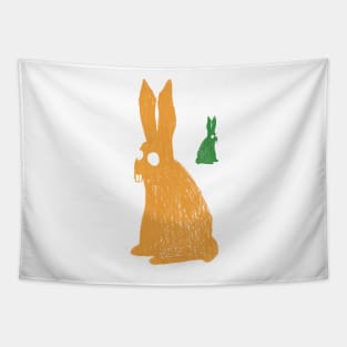 Rabbits Yellow and Green Tapestry