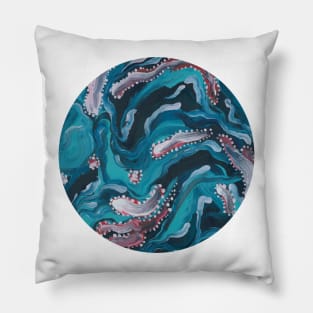 Feathers Fibrils and the Sea III (circle) Pillow