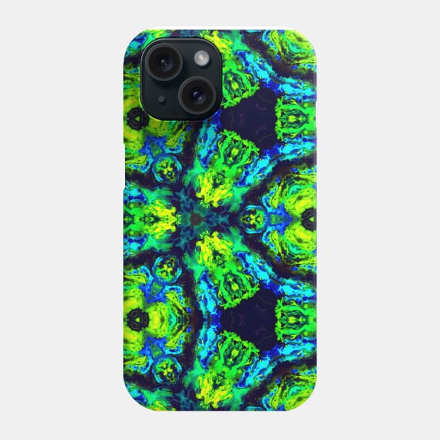 Neon Green Abstract Kaleidoscope Phone Case by Moon Art