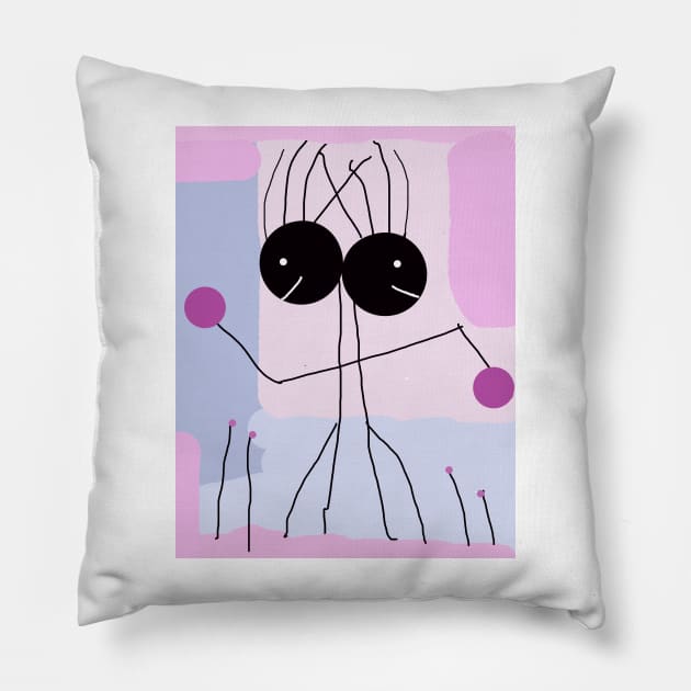 Kids Back to Back Stick Figure Pillow by Eigo Wild