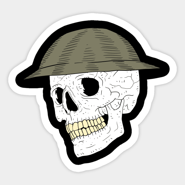 a skull with a british world war British Sticker