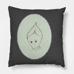 Christmas Elf on Apple Green Background Pillow