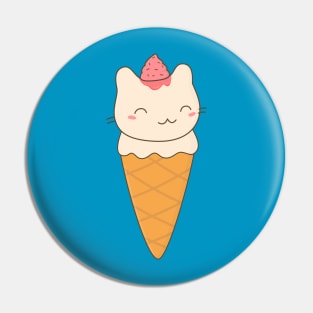 Kawaii Ice Cream Cat T-Shirt Pin