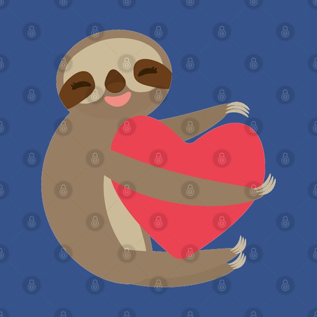 Cute sloth with red heart 2 by EkaterinaP