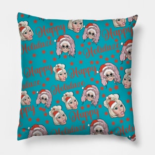 Trixie and Katya happy holidaze pattern Pillow