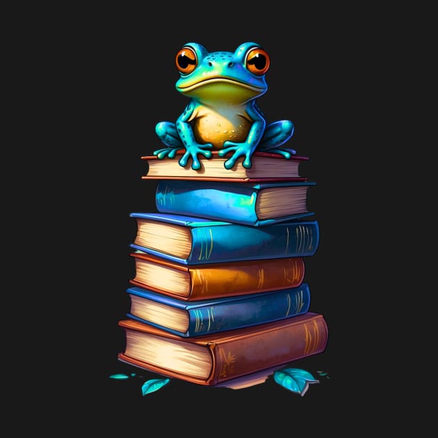 Frog On Pile Of Books by Trip Tank